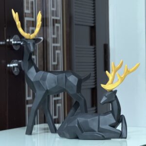 Geometric Deer Resin Statue Nordic Home Decor