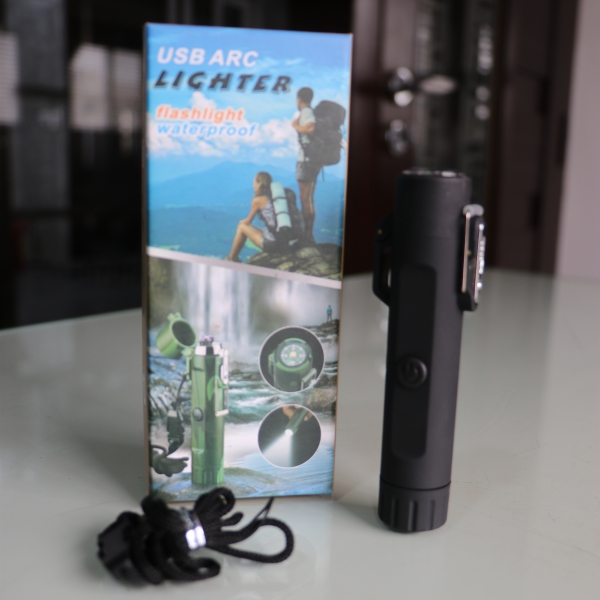 multipurpose lighter with waterproof flashlight and compass