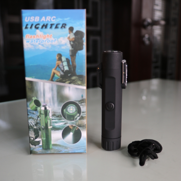 multipurpose lighter with waterproof flashlight and compass